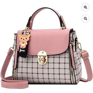 Pink and White Checkered Handbag or crossbody